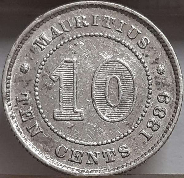 Kupčius aukcionas - Mauricijus 10 Centų 1889 KM#10 Sidabras (5408) 