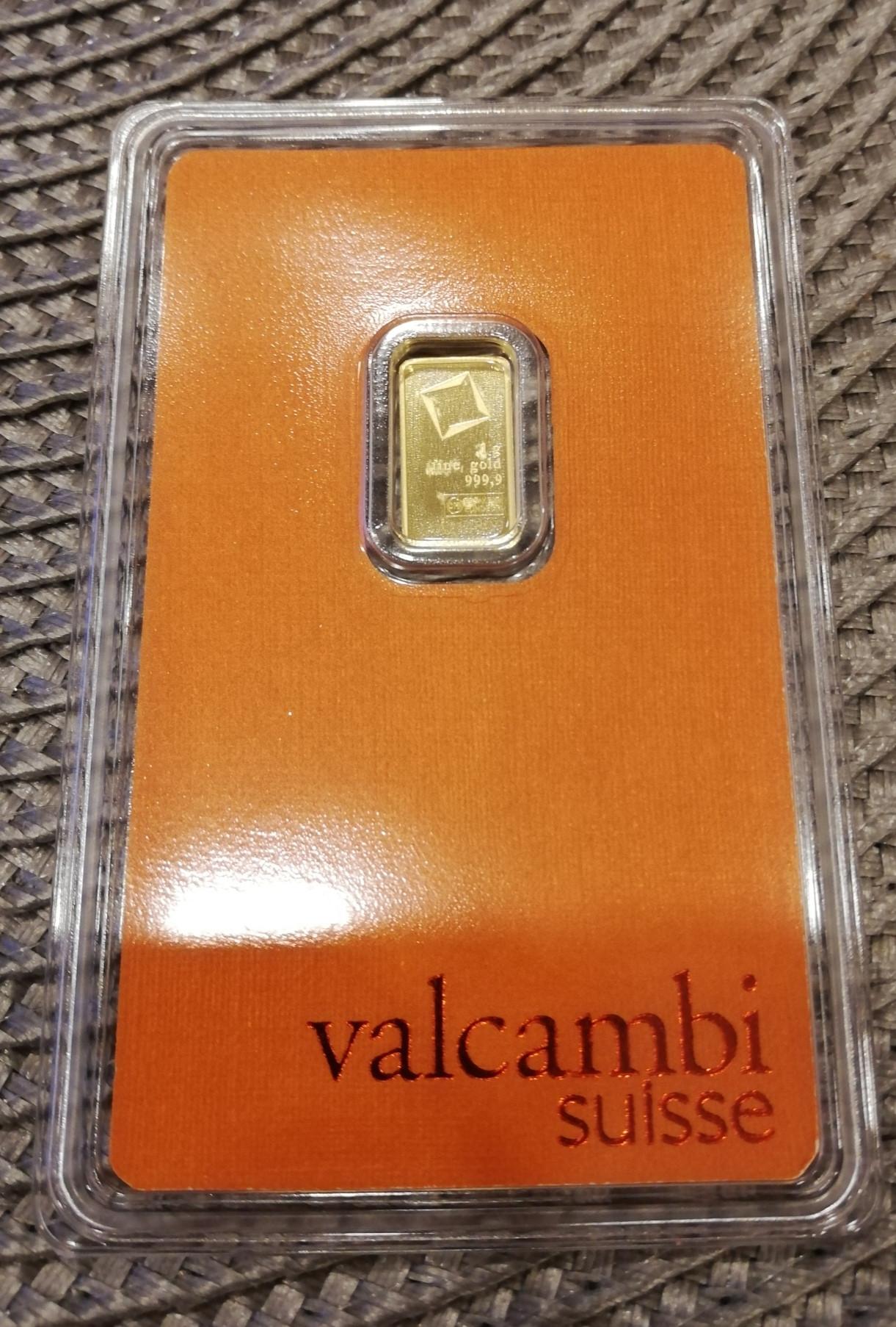 1g gryno Aukso luitelis Valcambi