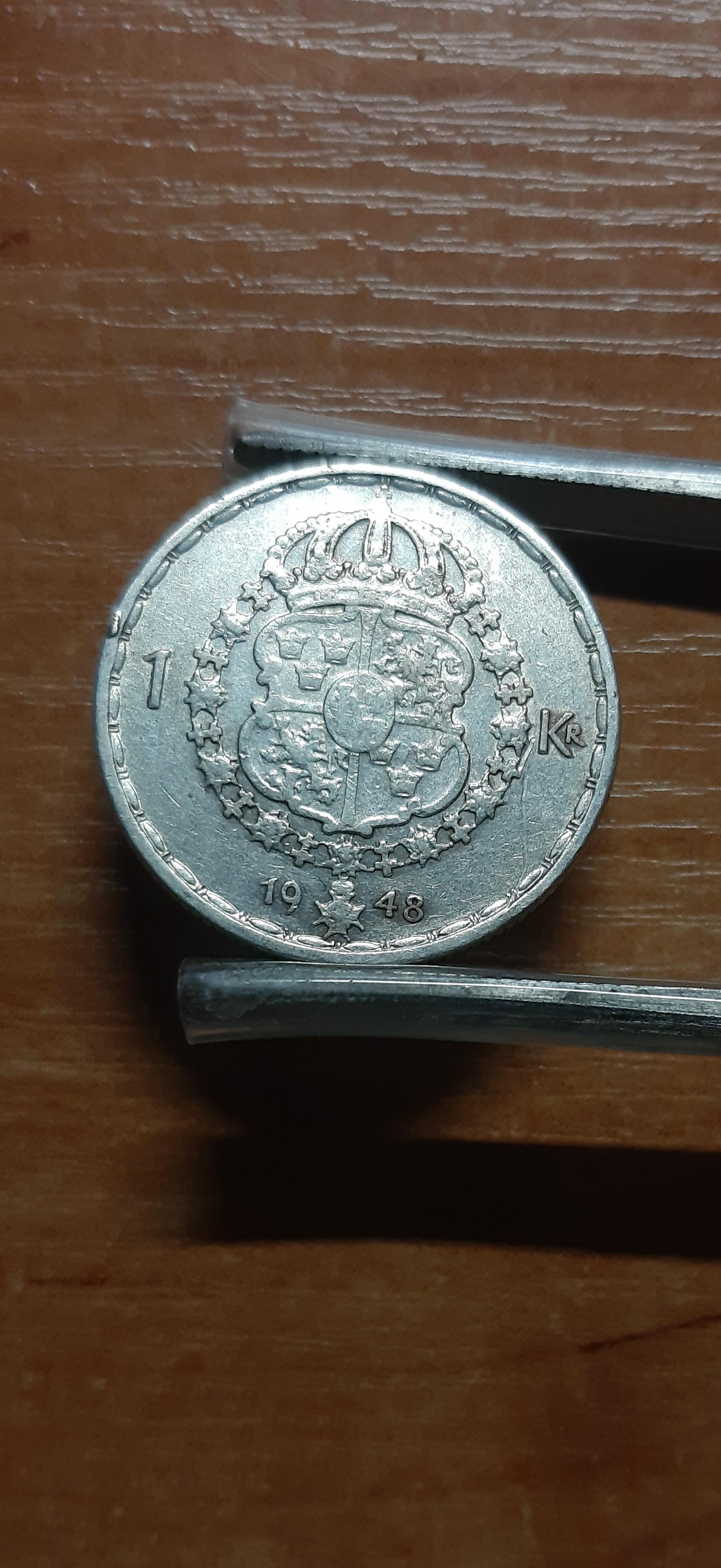 Švedija 1 Krona 1948 KM#814 Sidabras (46)