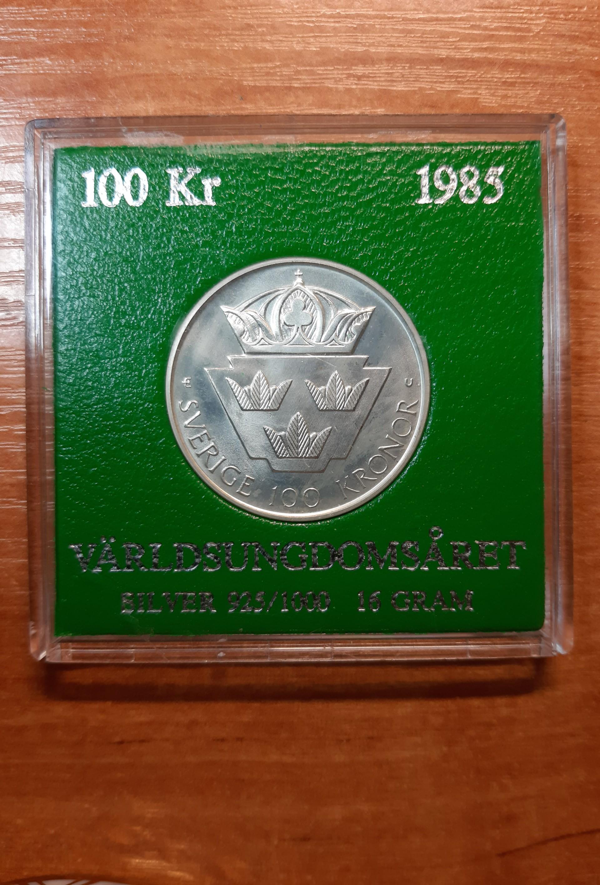  Švedija 100 Kronų 1985 KM#864 Kolekcinė Moneta(50)