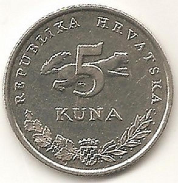 Chorvatija. 5 kunos ( 2007 ) XF