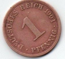 Vokietija. 1 feningas ( 1900; A ) VF