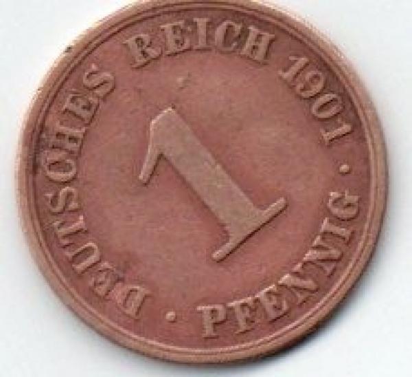 Vokietija. 1 feningas ( 1900; A ) VF