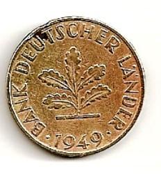 Vokietija. 10 feningų ( 1949; G ) XF