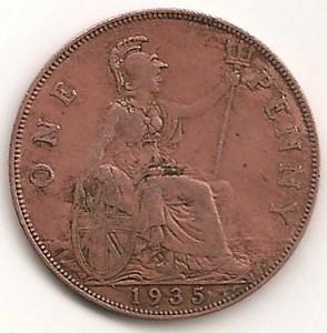 Anglija. 1 pensas ( 1919 ) VF
