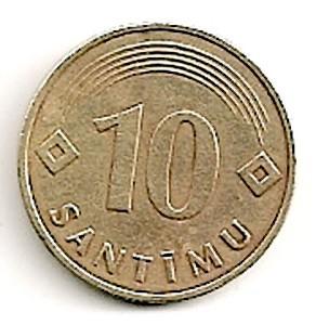 Latvija. 10 santimų ( 1992 ) VF