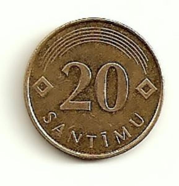 Latvija. 20 santimų ( 1992 ) XF