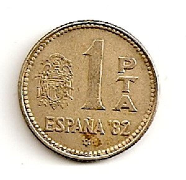 Ispanija. 1 peseta ( Pasaulio futbolo čempionatas' 82 ) ( 1980/82 ) XF