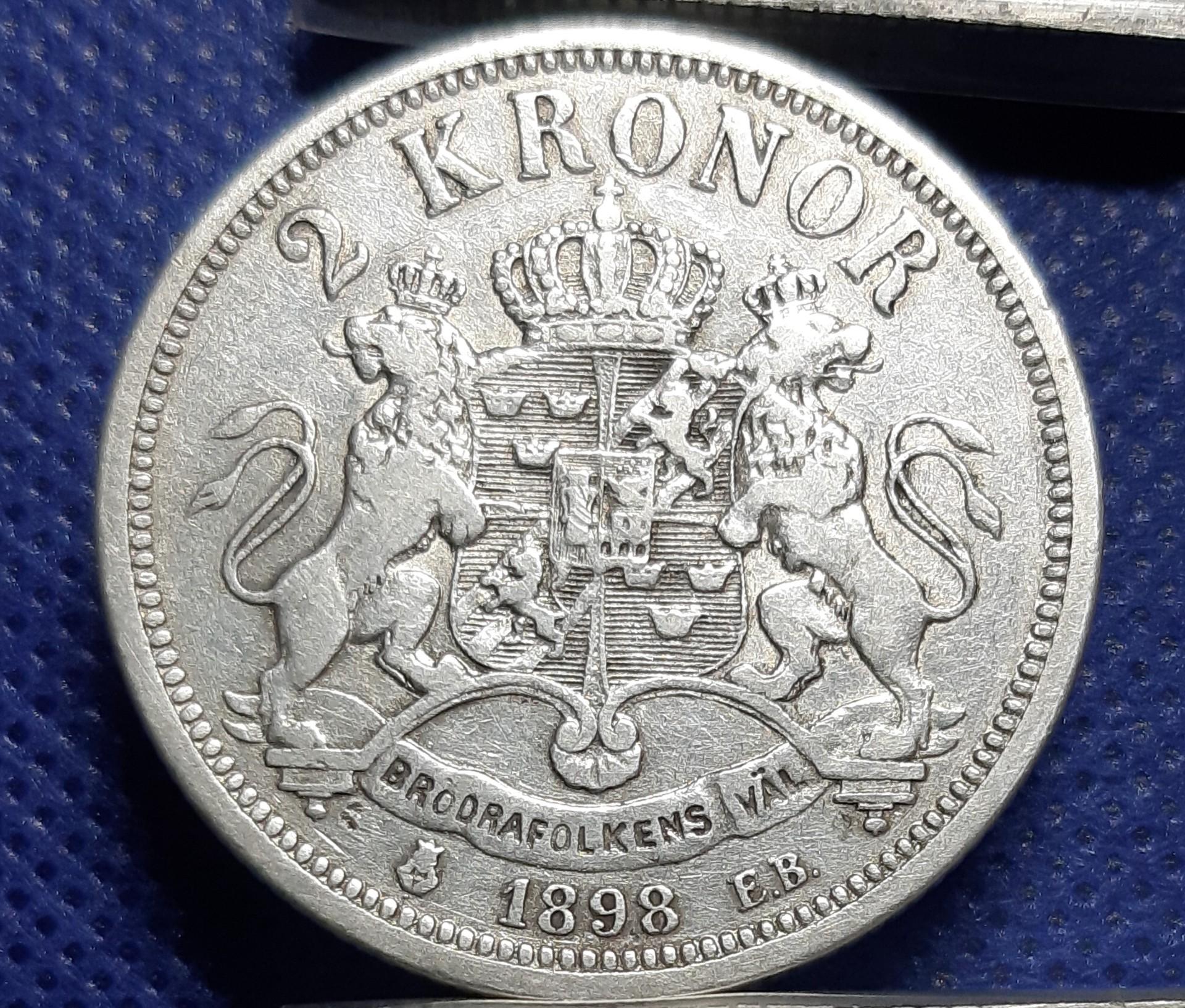 Švedija 2 Kronos 1898 KM#761 Sidabras (219)