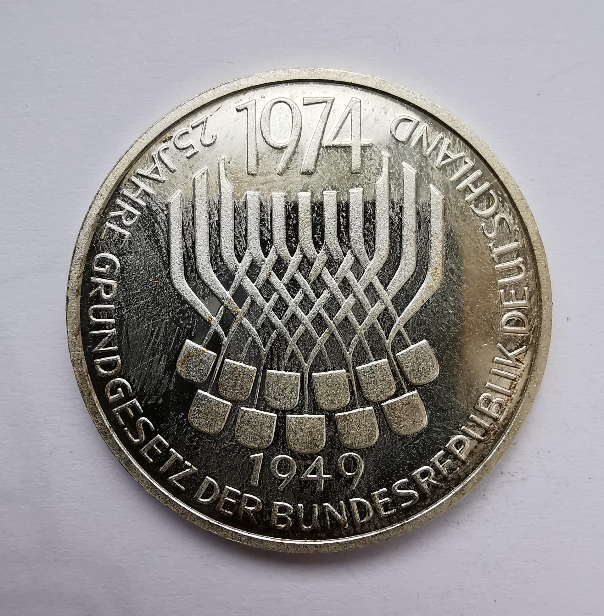 Vokietija 5 M 1974 sidabras