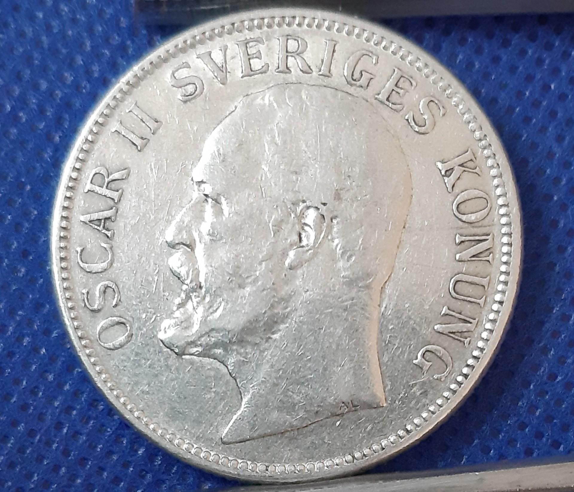 Švedija 2 Kronos 1907 KM#773 Sidabras (259)