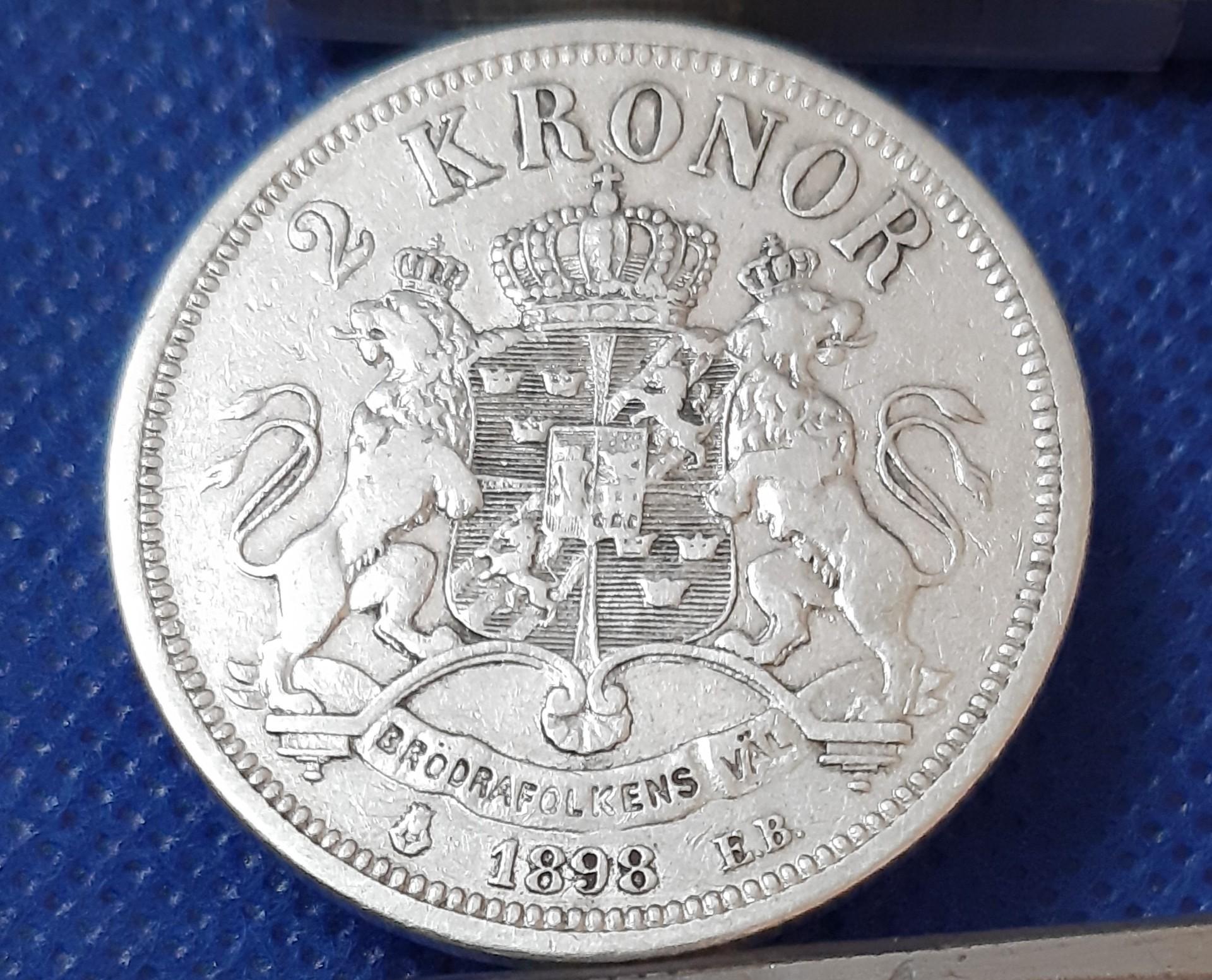 Švedija 2 Kronos 1898 KM#761 Sidabras (258)