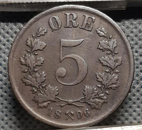 Norvegija 5 Erės 1896 KM#349 Bronze (385)