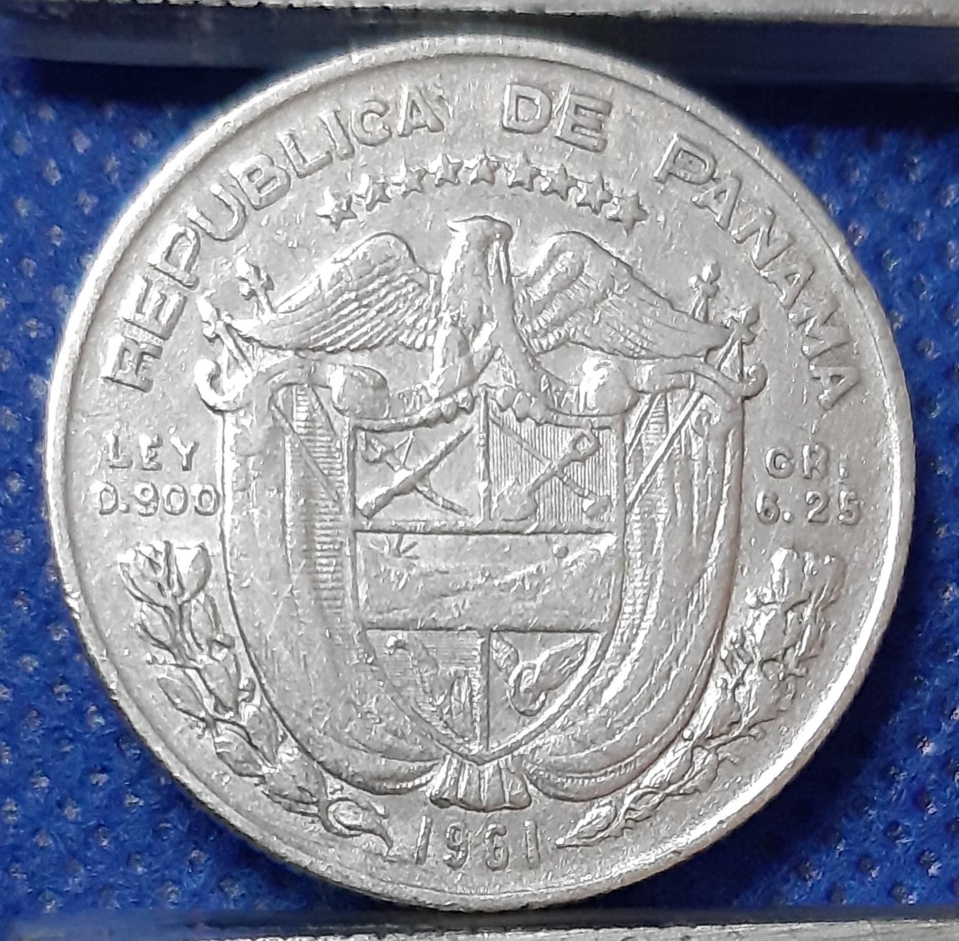 Panama 1/4 Balboa 1961 KM#25 Sidabras (426)