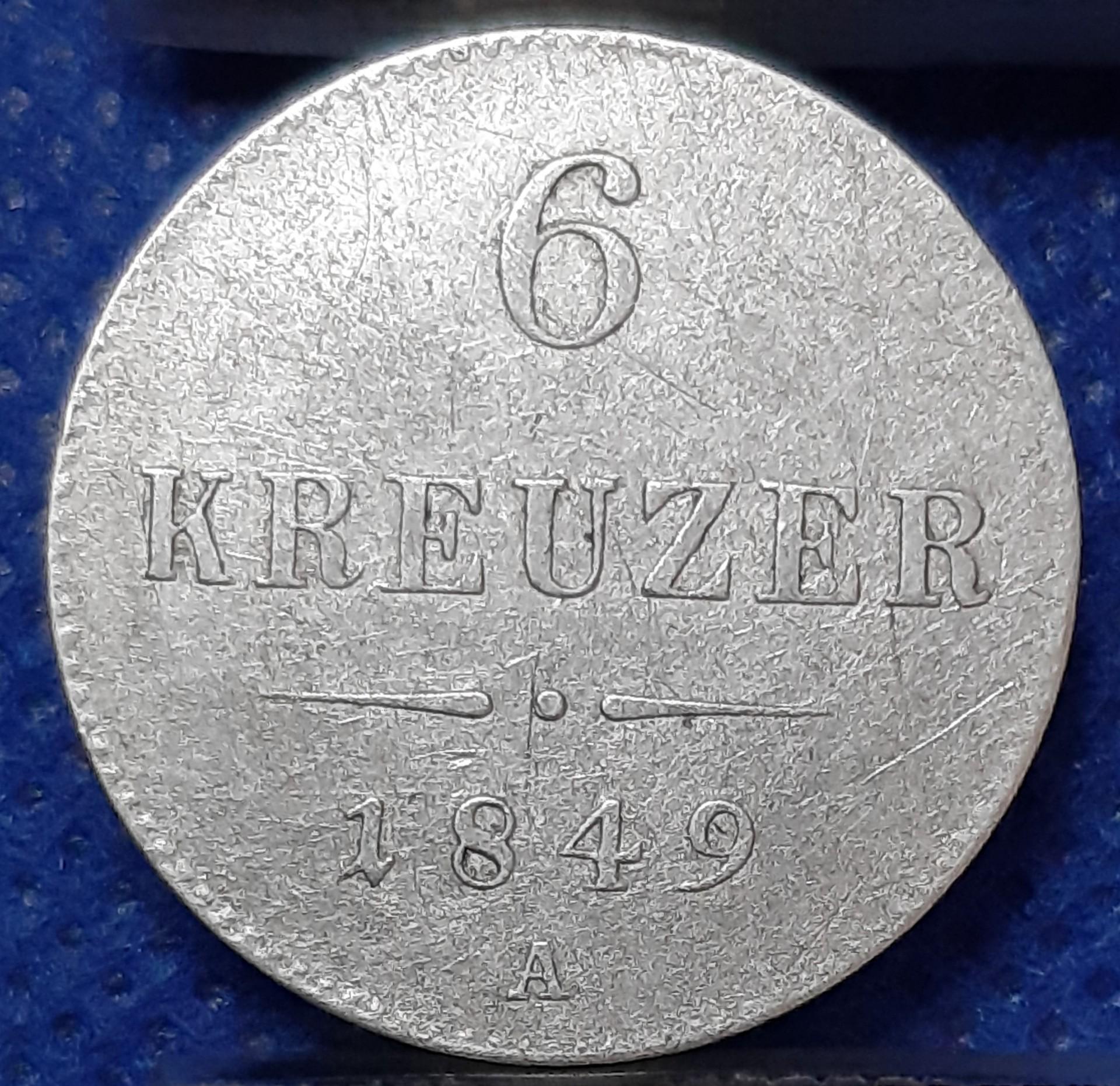 Austrija 6 Kreiceriai 1849 KM#2200 Sidabras (440)