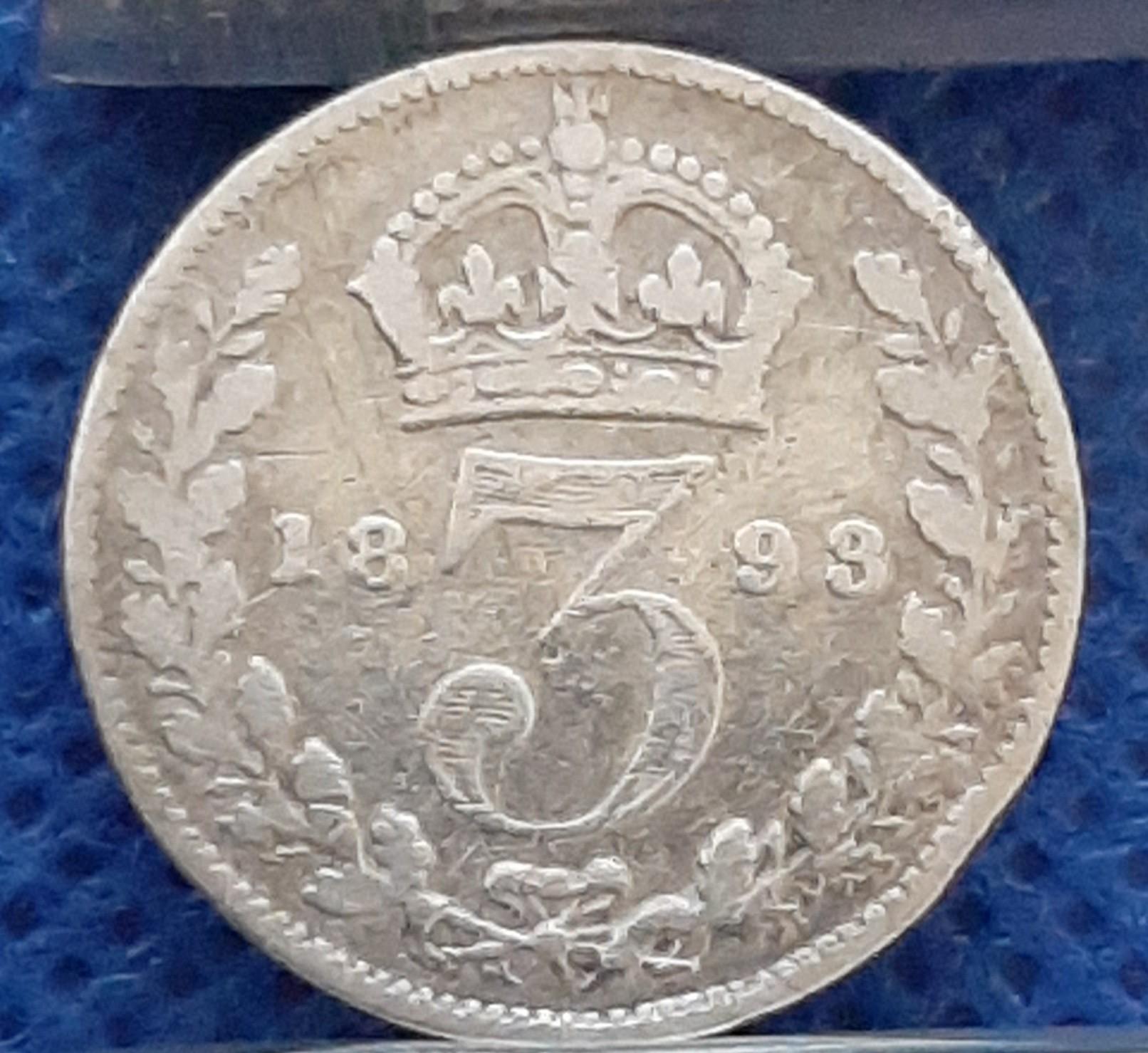 Jungtinė Karalystė 3 Pensai 1893 KM#777 (519)
