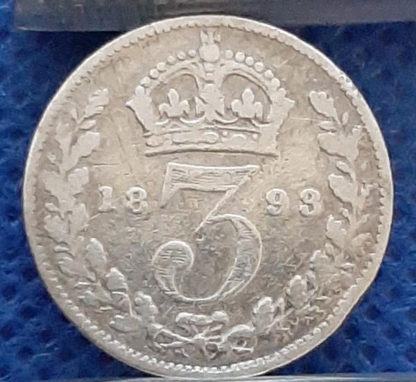 Jungtinė Karalystė 3 Pensai 1893 KM#777 (519)