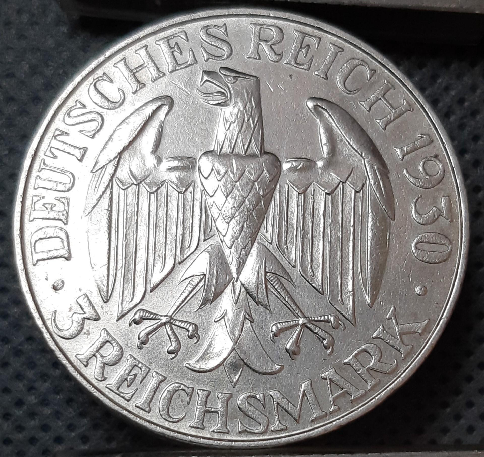 Vokietija 3 Reichsmarkės 1930 KM#67 Proginė (548)