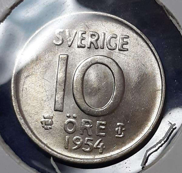 Švedija 10 Erių 1954 KM#823 UNC Sidabras (576)