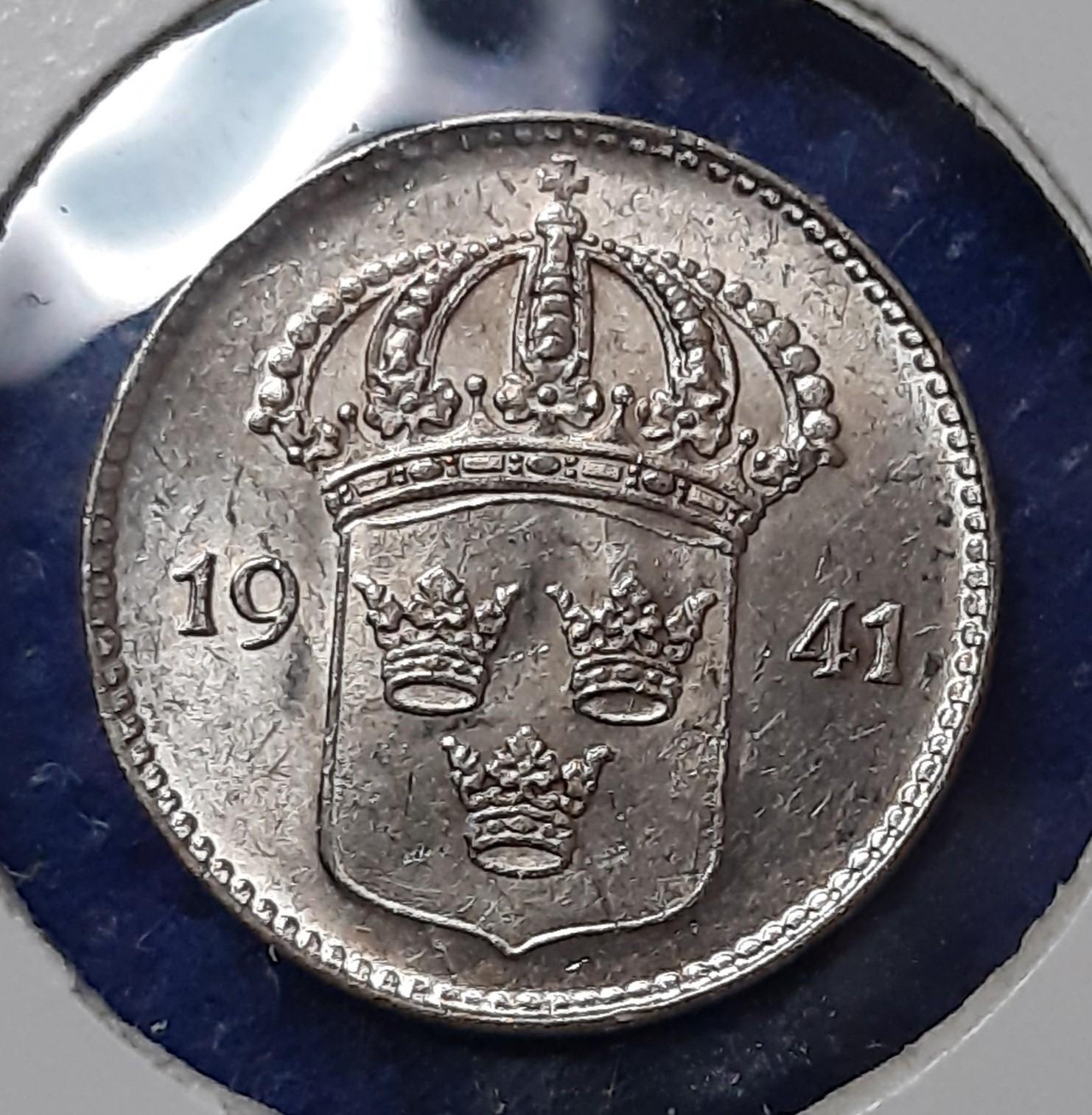 Švedija 10 Erių 1941 KM#780 Sidabras (579)