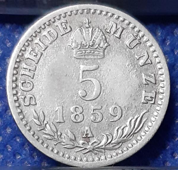 Austrija 5 Kreiceriai 1859 A KM#2197 Sidabras (589)