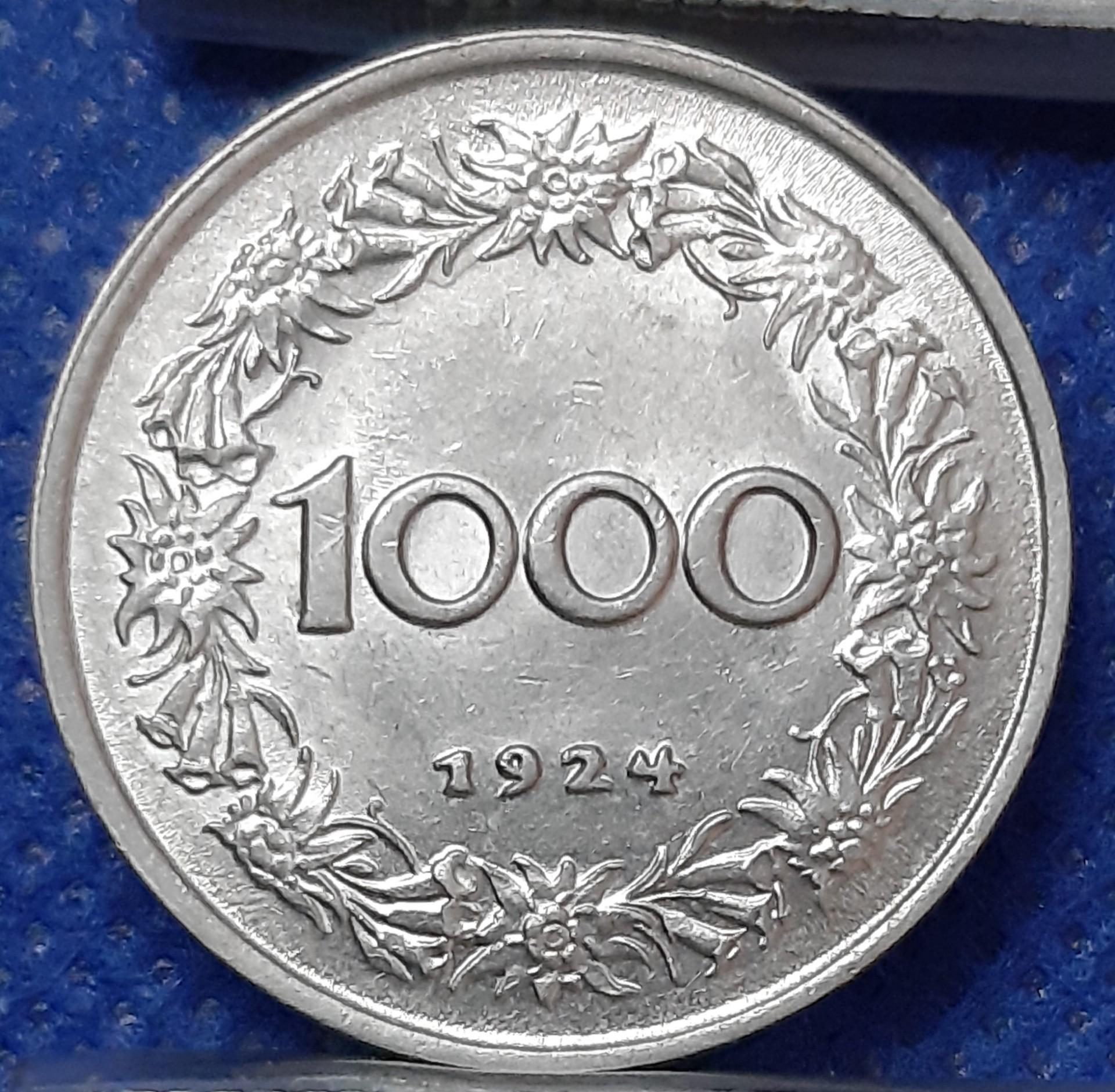 Austrija 1000 Kronų 1924 KM#2834 (591)