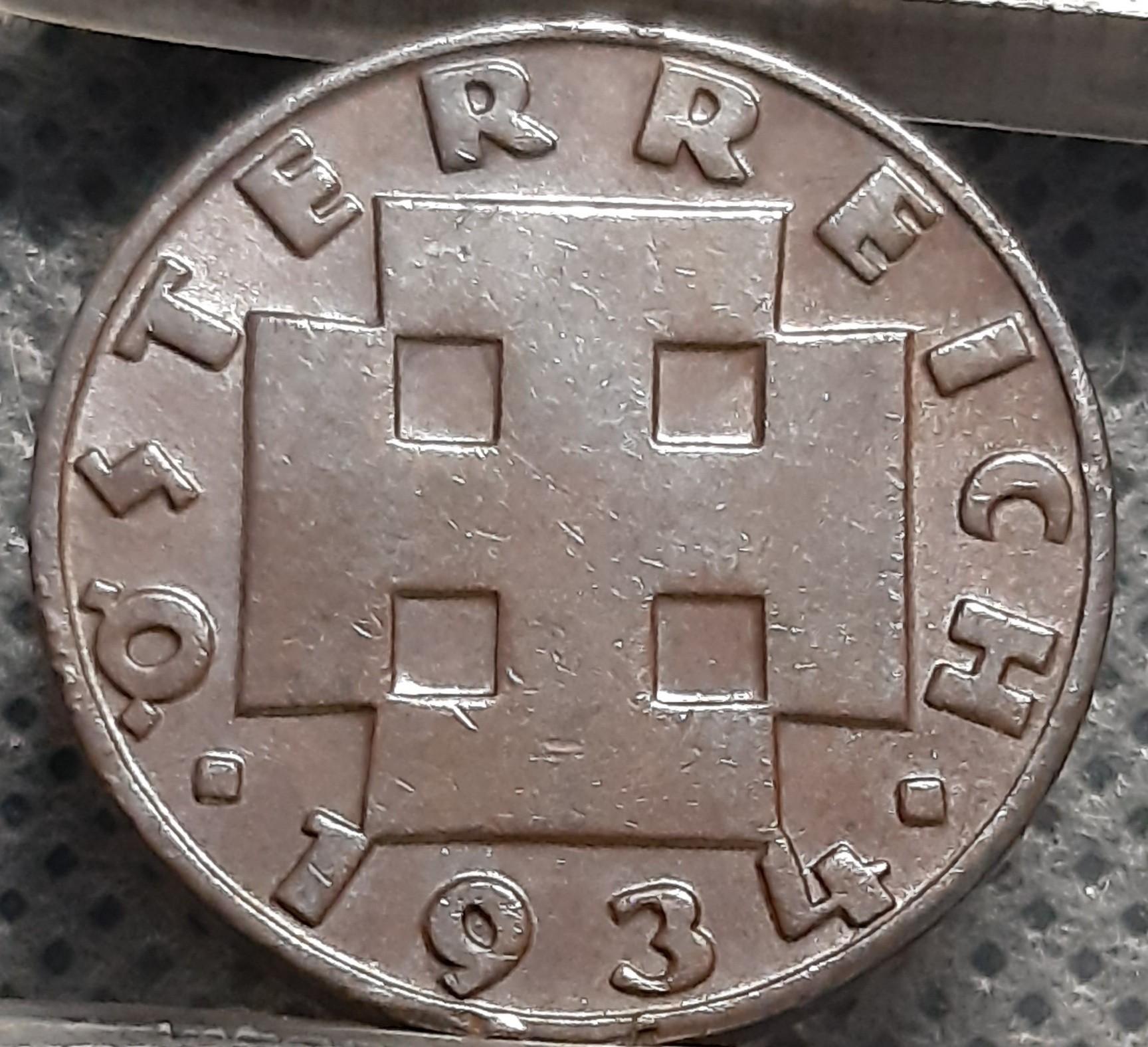 Austrija 2 Grošenai 1934 KM#2837 Bronza (596)