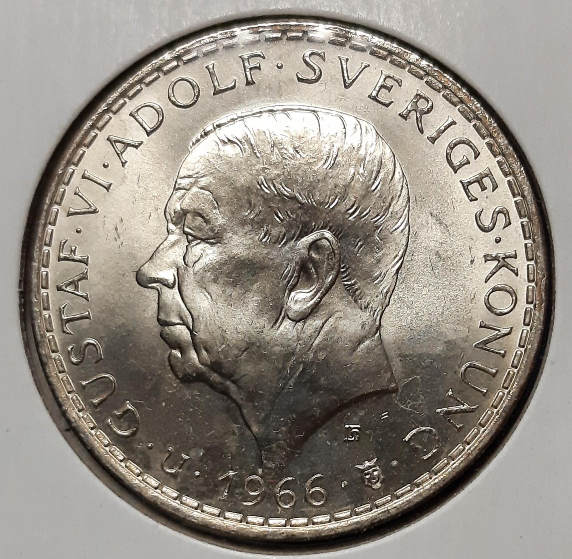 Švedija 5 Kronos 1966 Proginė KM#839 (666)