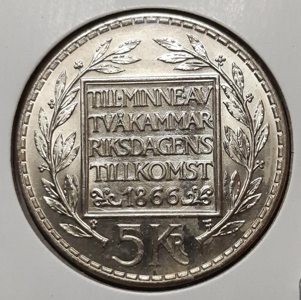 Švedija 5 Kronos 1966 Proginė KM#839 (666)