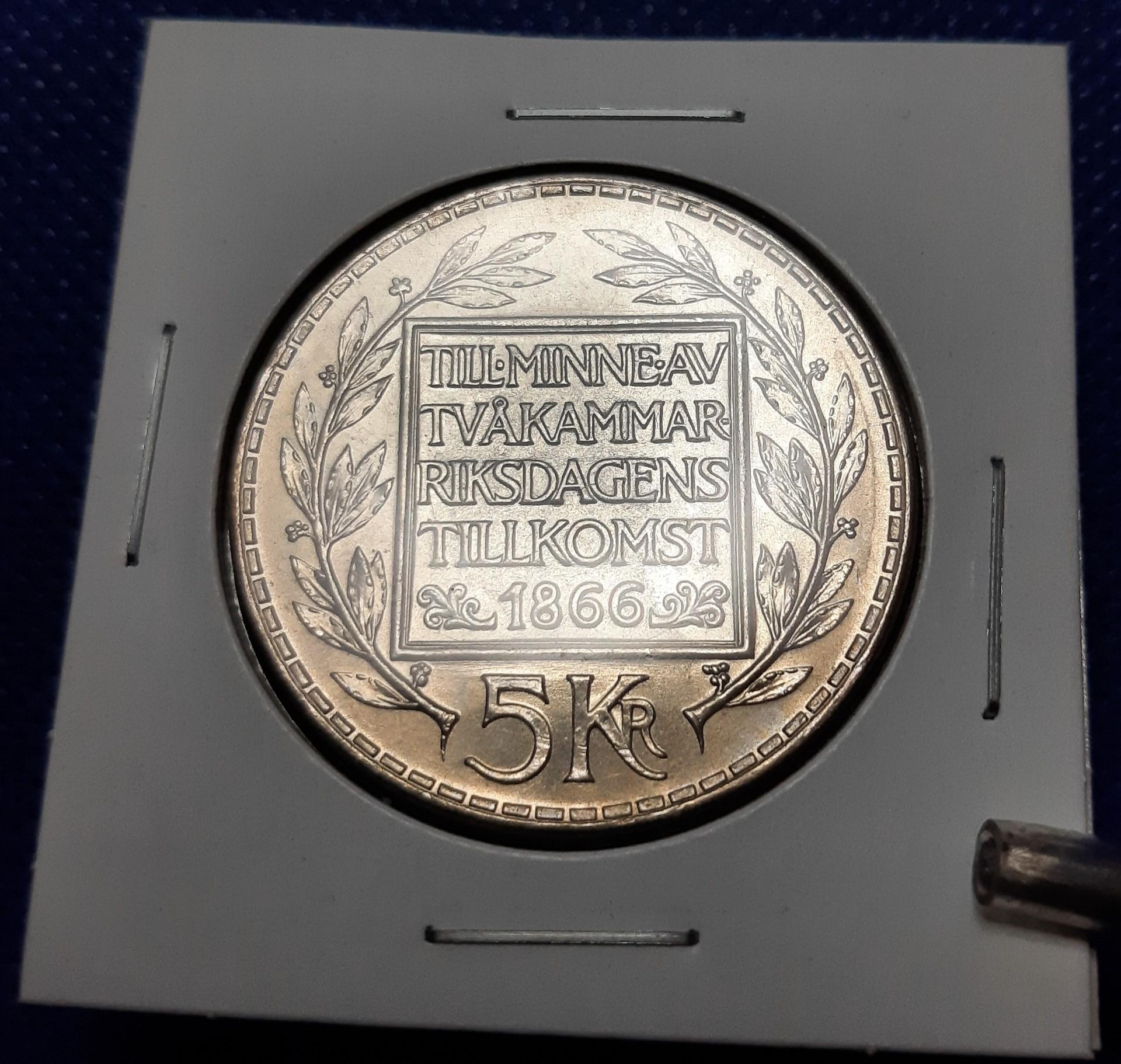 Švedija 5 Kronos 1966 Proginė KM#839 (666)