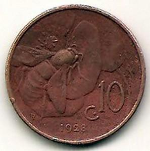 Italija. 10 centezimų ( 1926 ) XF -