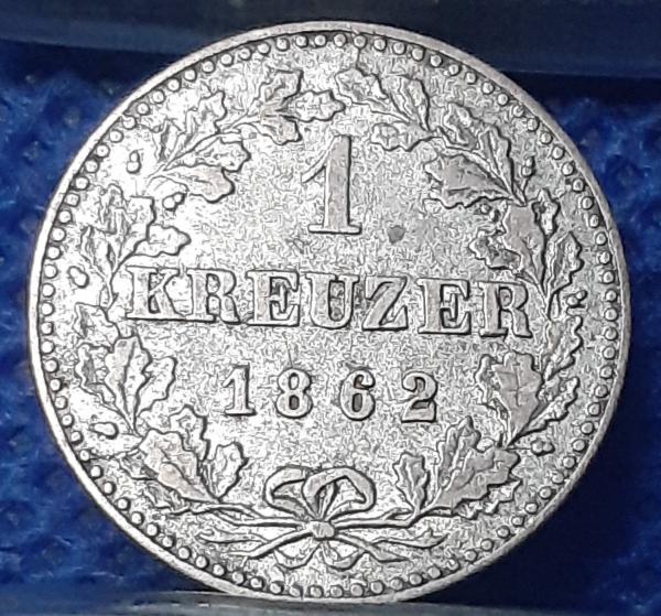 Vokietija-Frankfurtas 1 Kreiceris 1862 KM#367 (746)