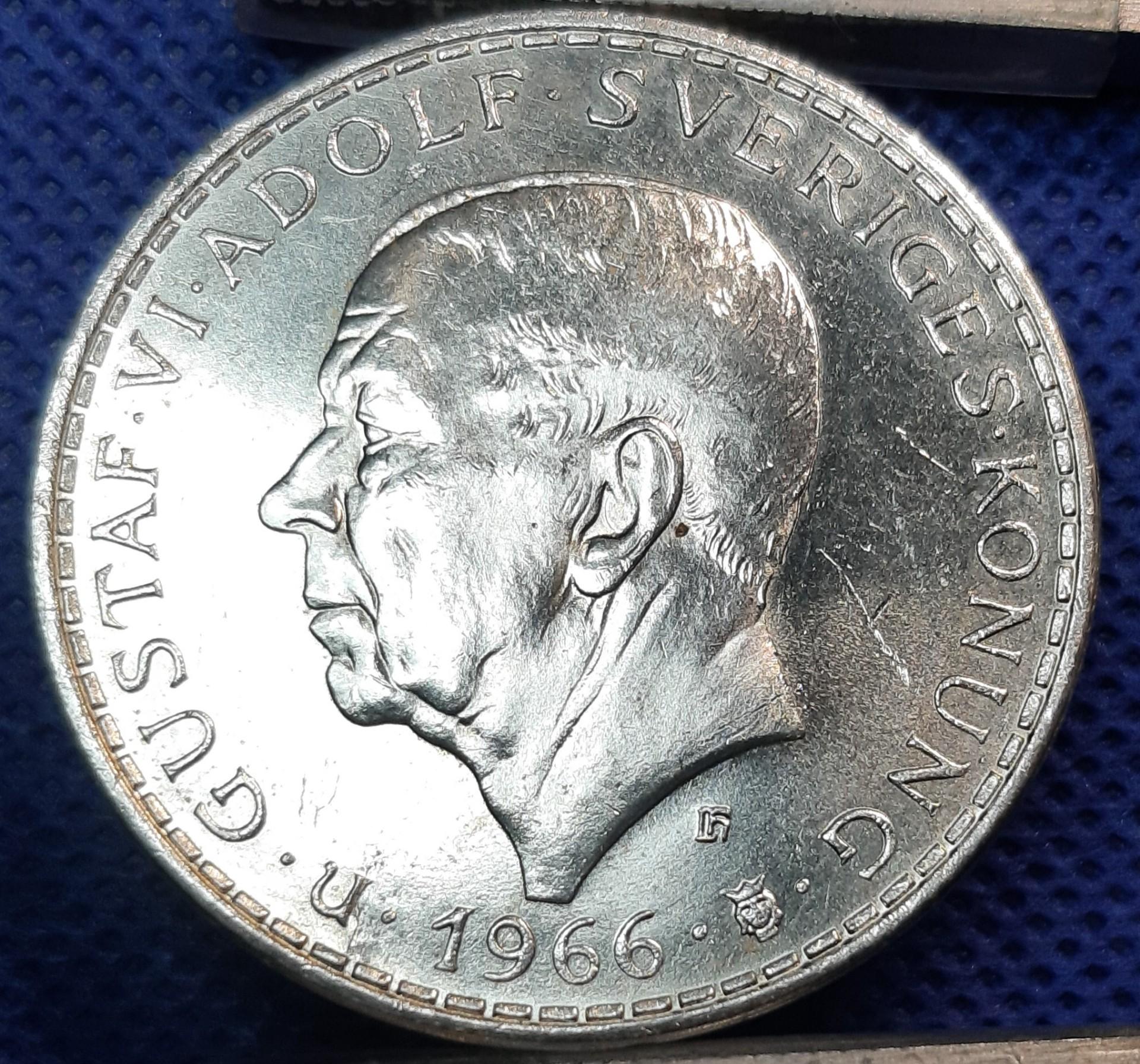 Švedija 5 Kronos 1966 Proginė KM#839 (862)