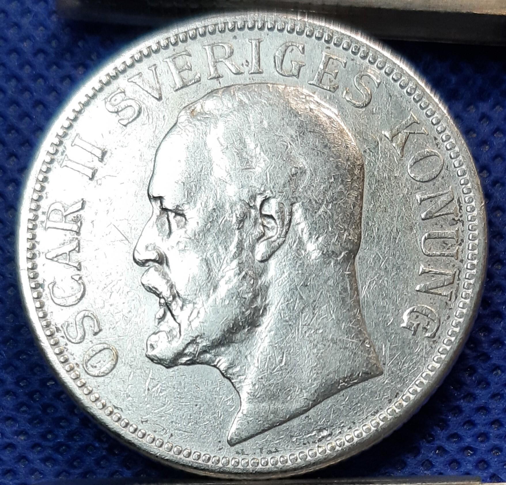 Švedija 2 Kronos 1906 KM#773 Sidabras (887)