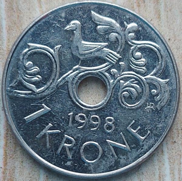 Norvegija 1 Krona 1998 KM#462 (A01)