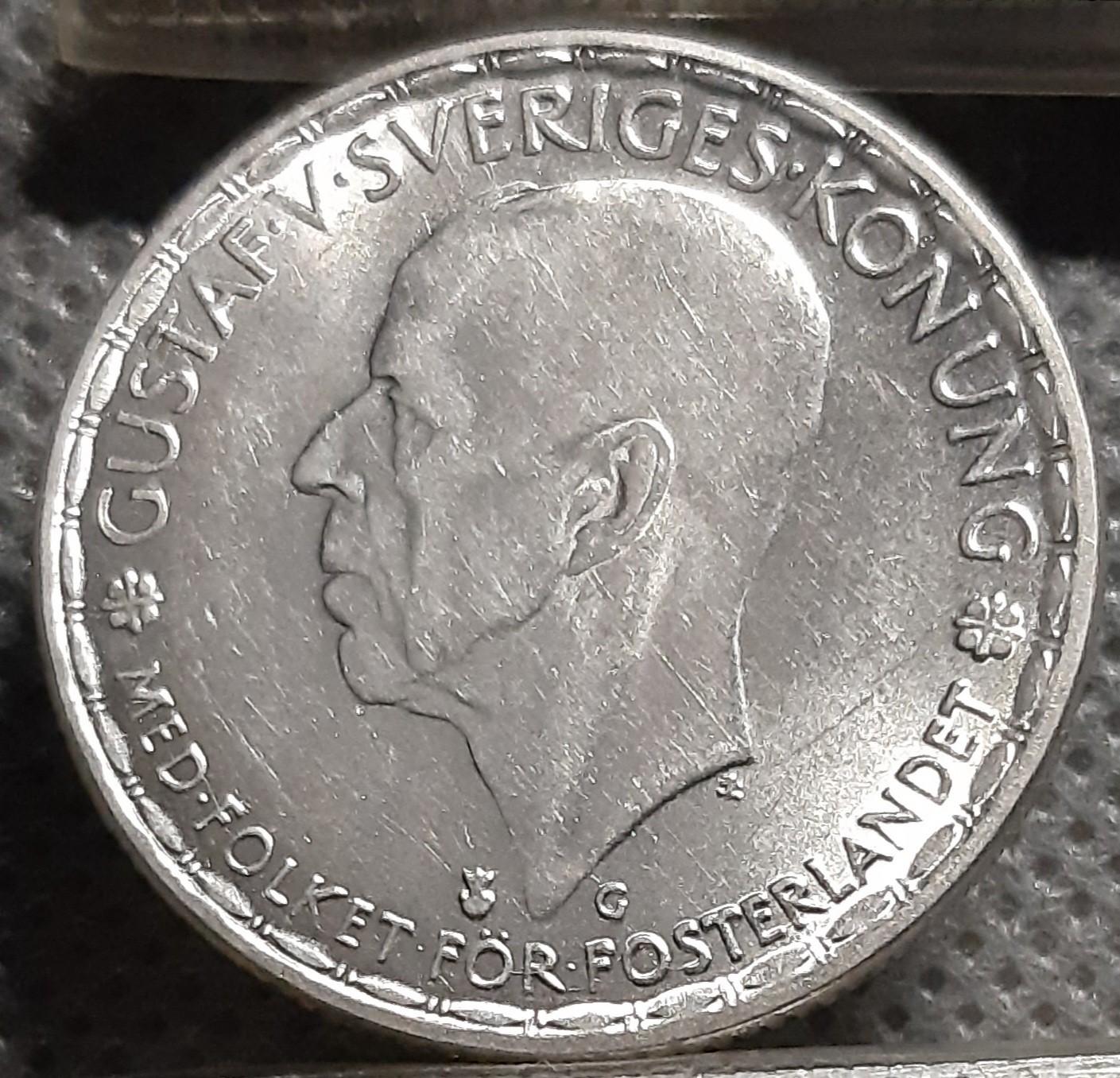 Švedija 1 Krona 1942 KM#814 Sidabras (982)