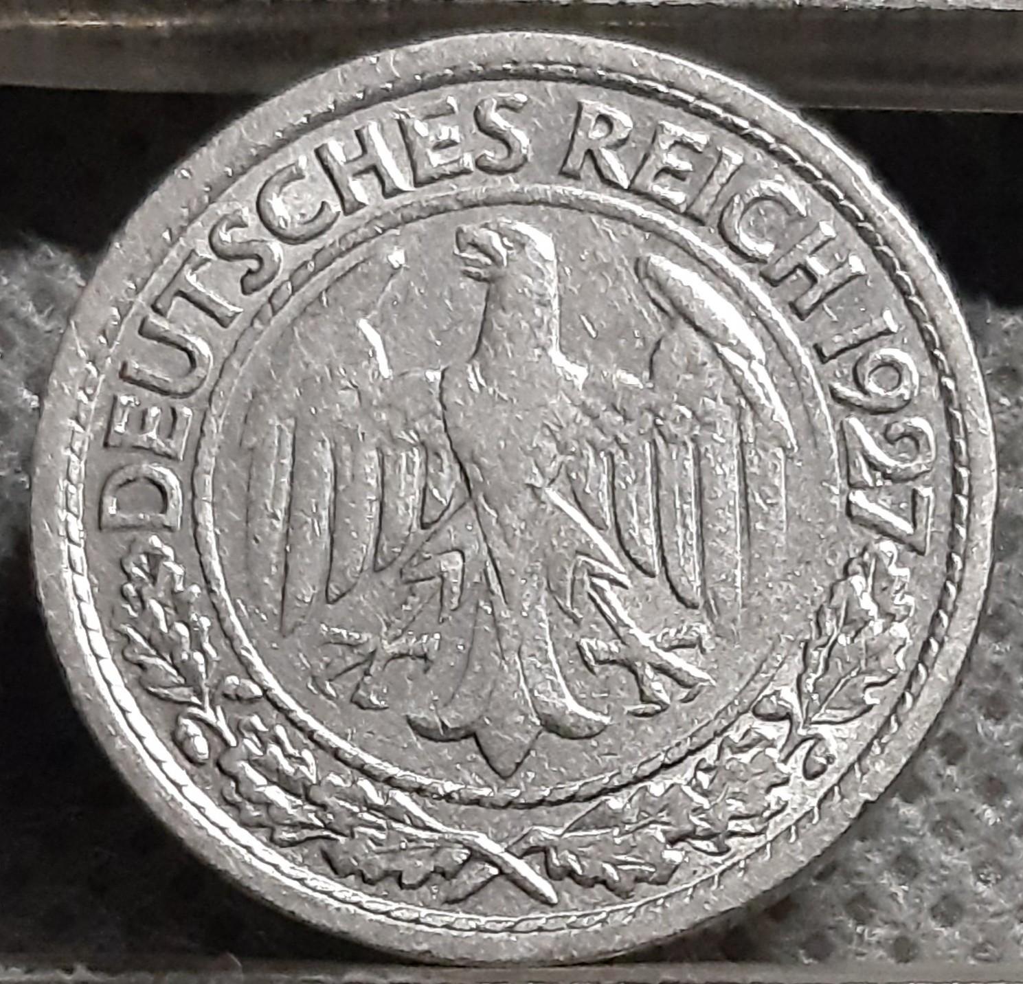 Vokietija 50 Reichspfenigų 1927 A KM#49 (984)