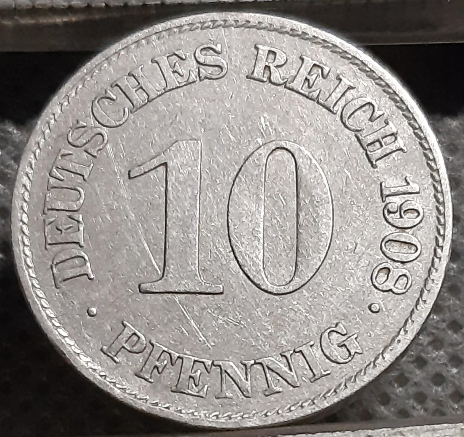 Vokietija 10 Pfenigų 1908 E KM#12 (987)