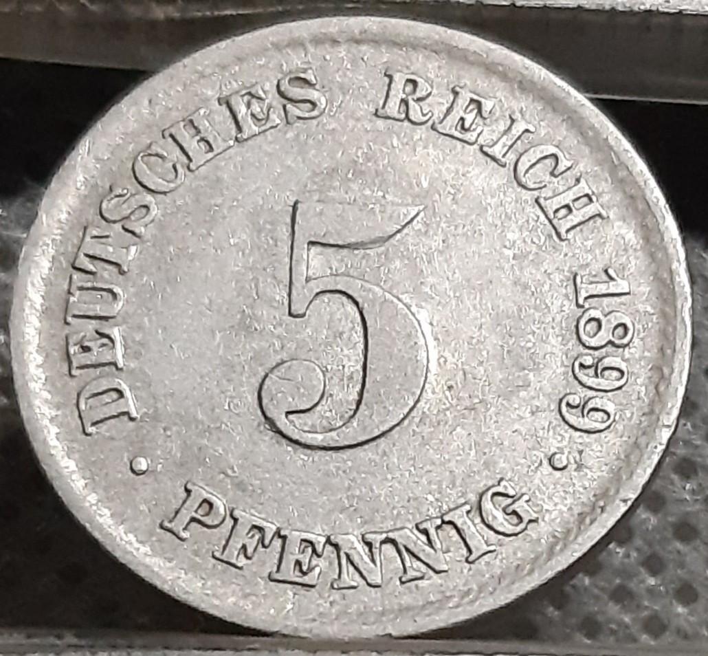 Vokietija 5 Pfenigai 1899 F KM#11 (990)