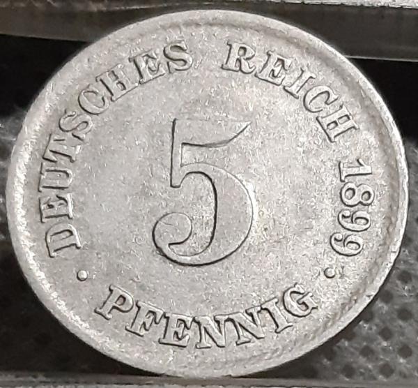 Vokietija 5 Pfenigai 1899 F KM#11 (990)