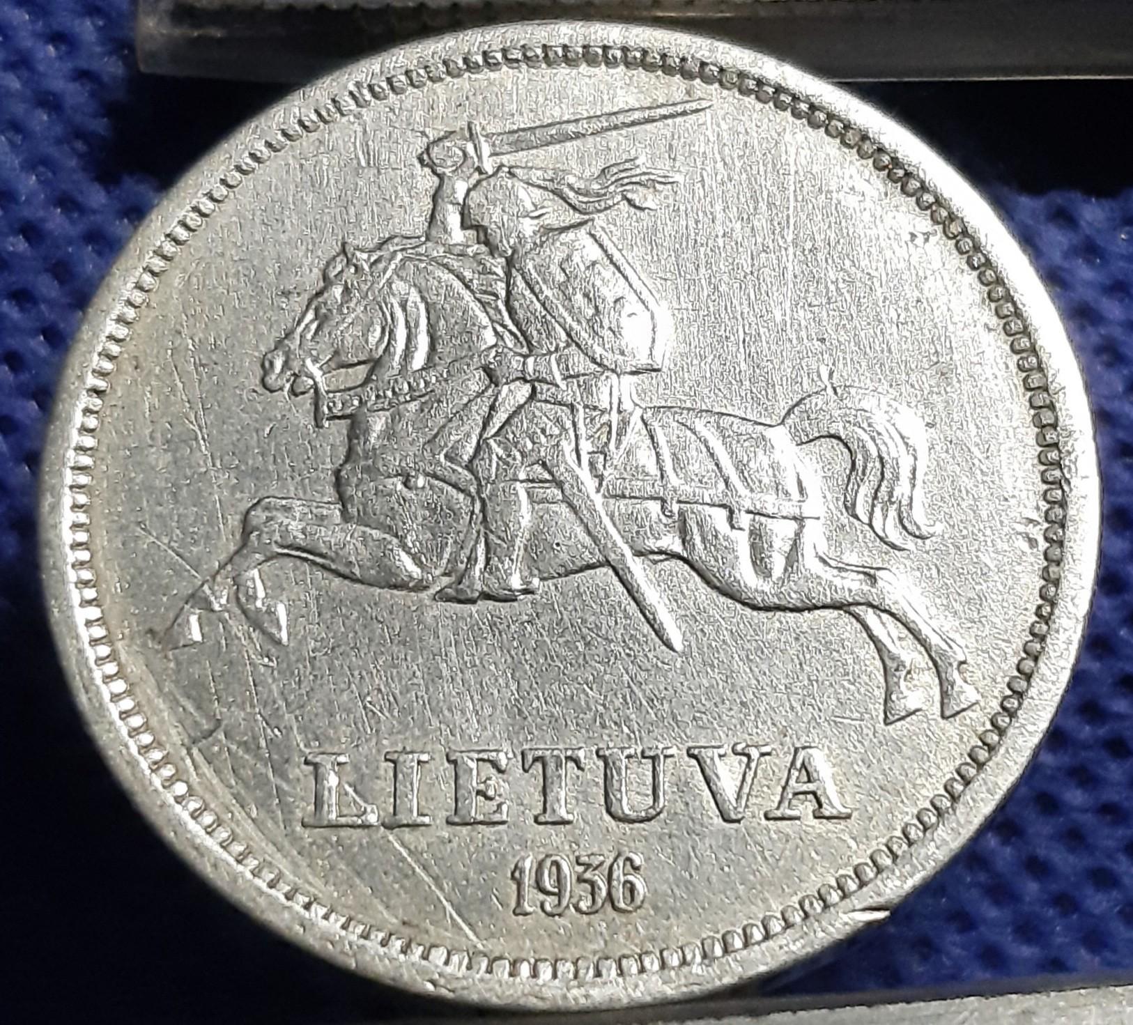 Lietuva 5 Litai 1936 KM#82 Sidabras (1028)