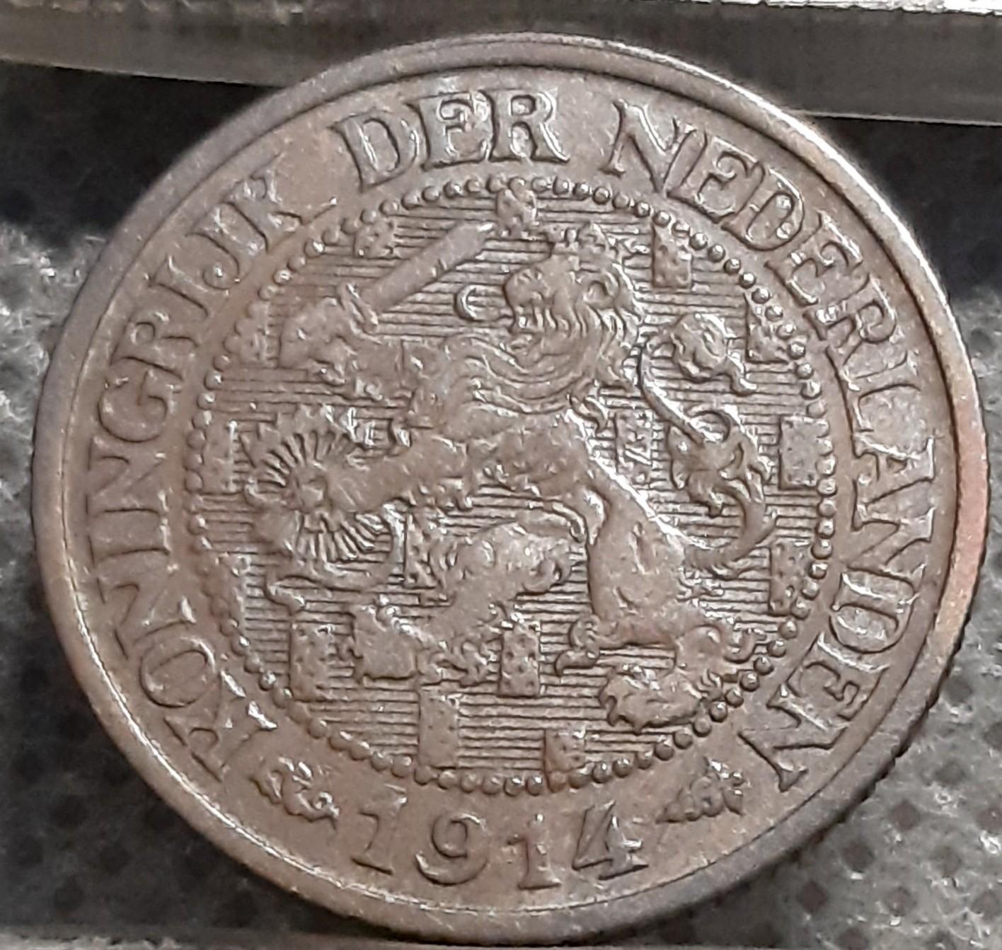 Nyderlandai 1 Centas 1914 KM#152 Bronza (1015)