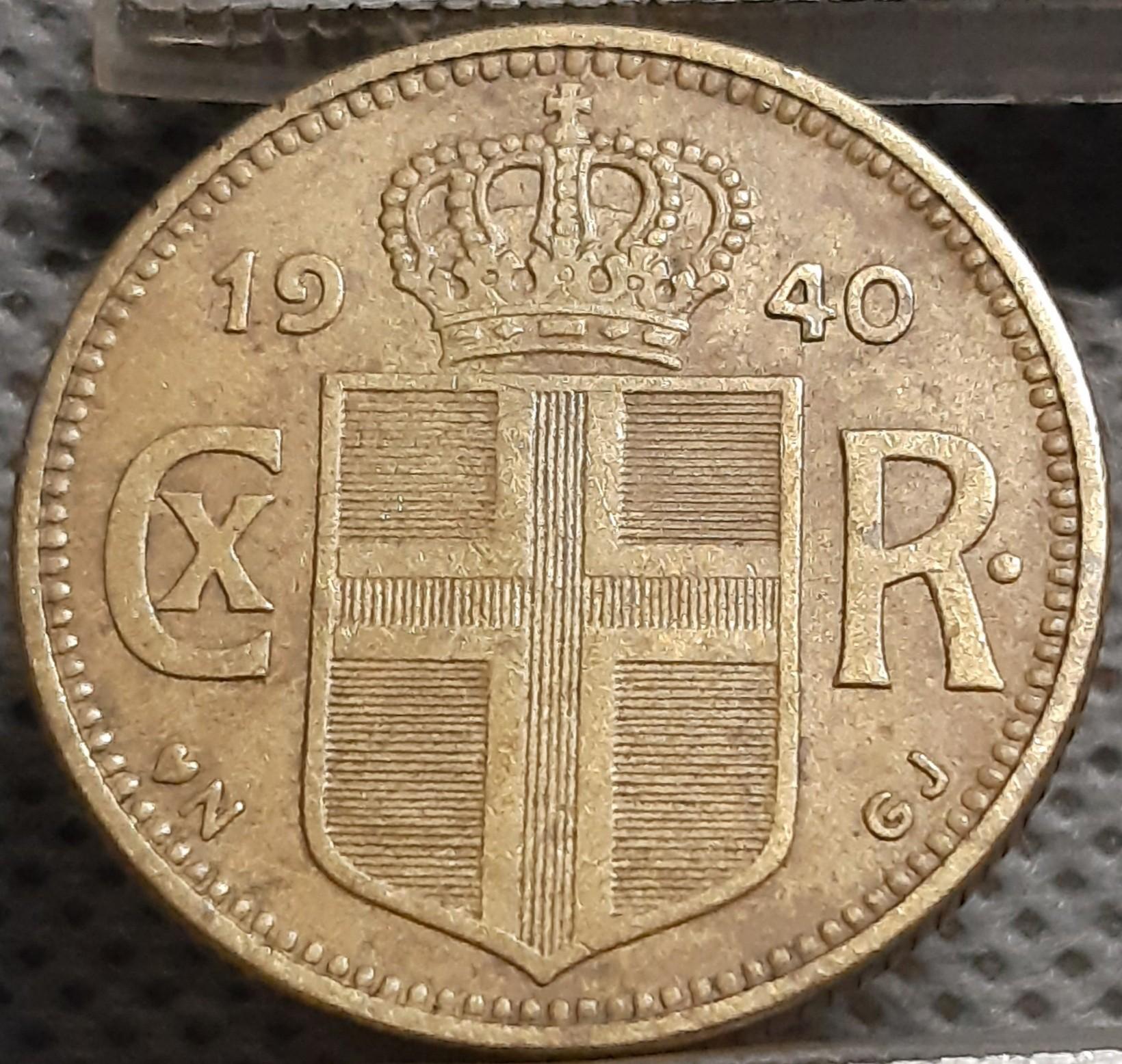 Islandija 1 Krona 1940 KM#3 ♡N (1096)