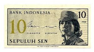 Indonezija. 10 senų ( 1964 ) UNC