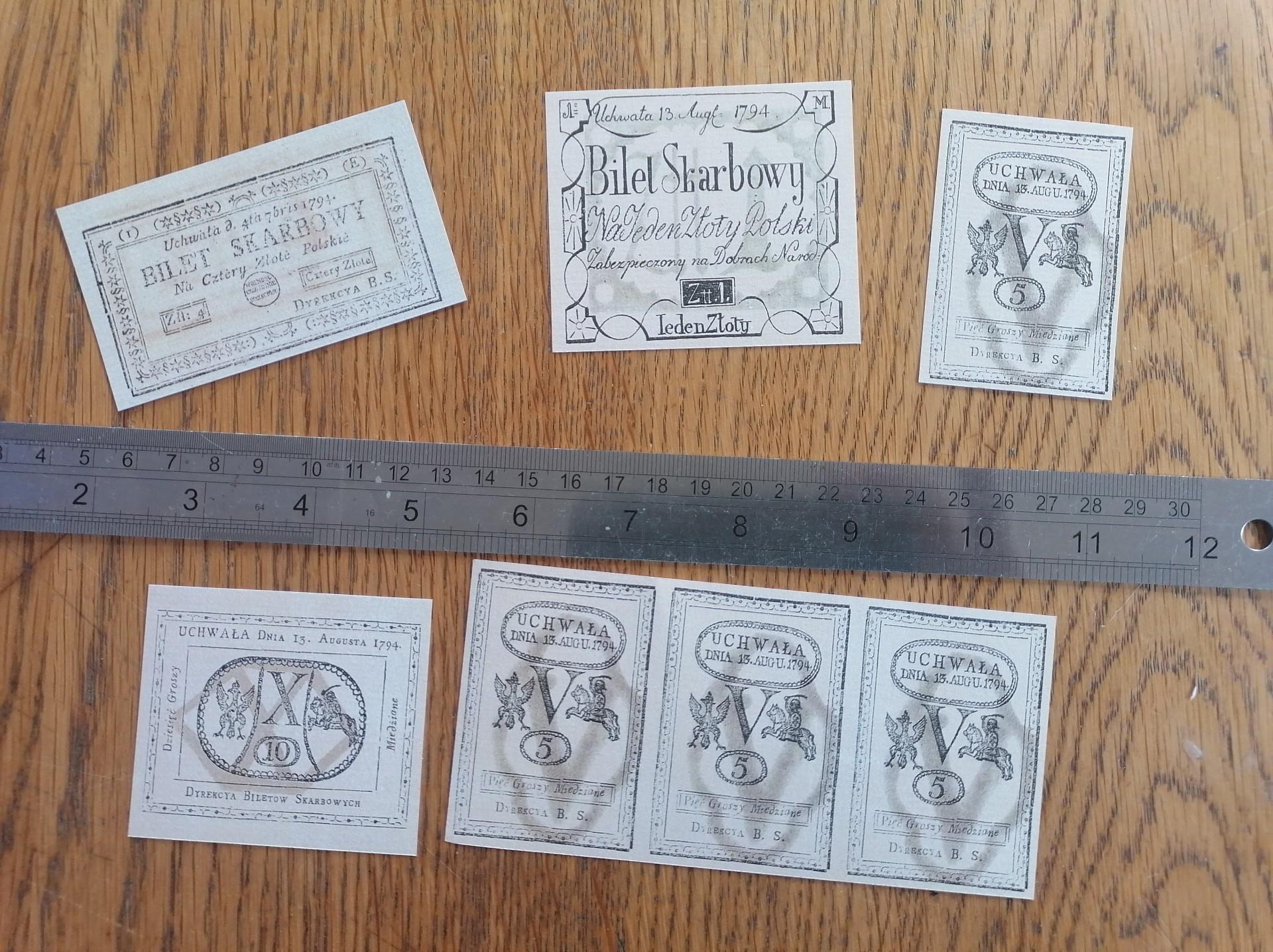 1794 m. Kostiuškos sukilimo banknotai II (KOPIJOS)