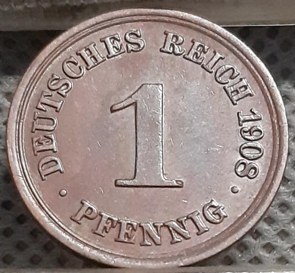 Vokietija 1 Pfenigas 1908 F KM#10 Varis (1143)