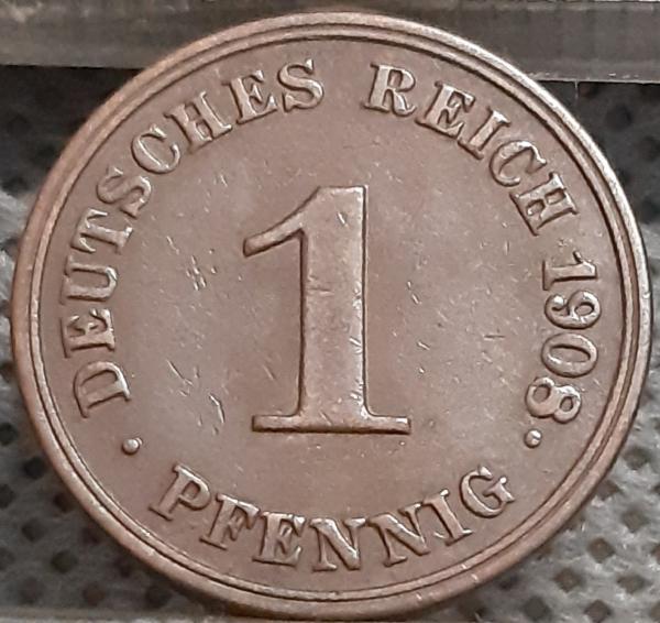 Vokietija 1 Pfenigas 1908 J KM#10 Varis (1145)