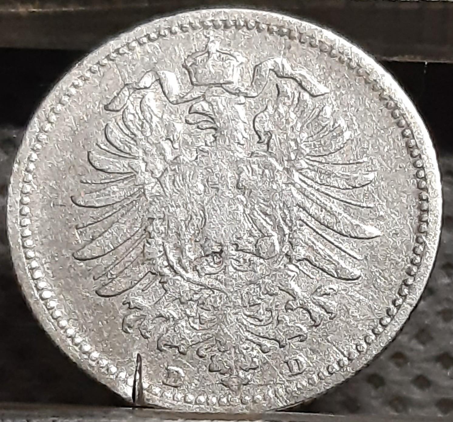 Vokietija 20 Pfenigų 1873 D KM#5 Sidabras (1122)