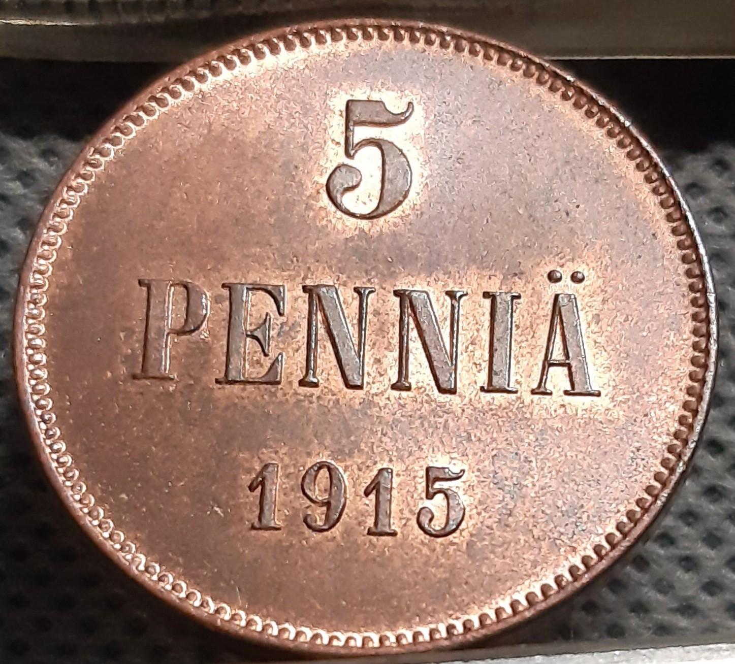 Suomija 5 Pensai 1915 KM#15 Varis (1136)