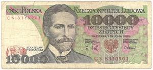 Lenkija. 10000 zlotų ( 1988 ) VF